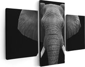 Artaza Canvas Schilderij Drieluik Olifantenkop - Olifant - Zwart Wit - 90x60 - Foto Op Canvas - Canvas Print