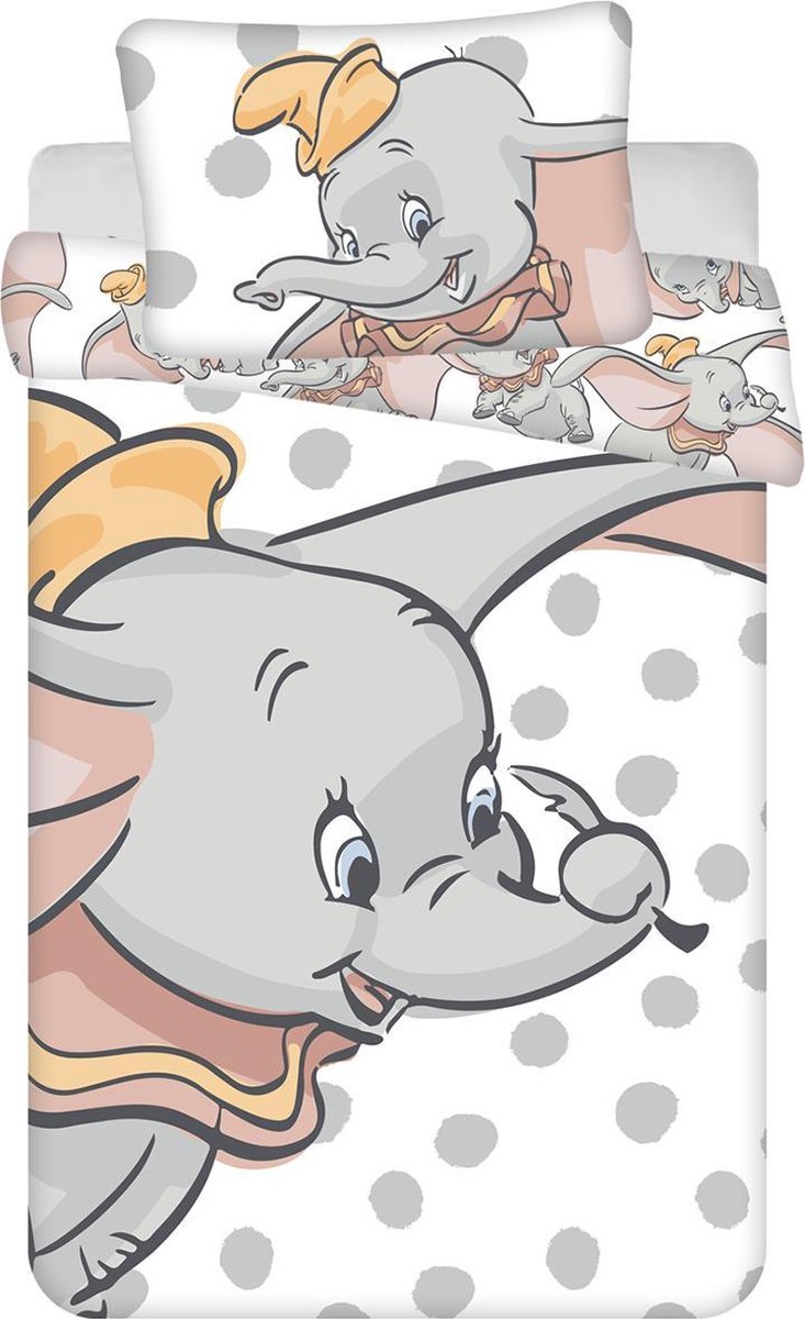 Housse de couette bébé Disney Dumbo - 140 x 100 cm - 40 x 60 cm