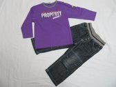 Dirkje , jongens ,  Kledingset , t-shirt lange mouw paars , jeans , 86 - 18 maand