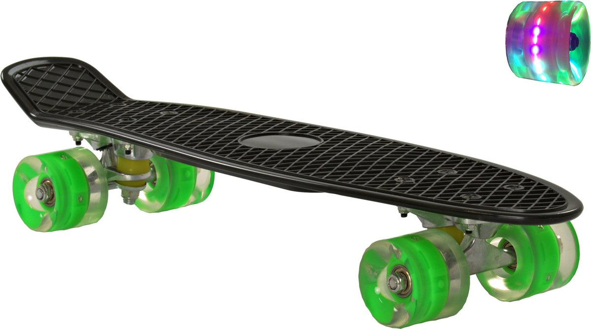 Sajan Skateboard LED Penny board – .5 inch 56cm Skateboard met Verlichting Zwart