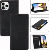 GSMNed – iPhone 12 Mini – Leren telefoonhoes Zwart – Luxe iPhone 12 Mini – pasjeshouder – wallet – Zwart