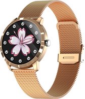 Belesy® Q8LG 2022 - Smartwatch Dames – Smartwatch Heren - Horloge- 1.09 inch - Kleurenscherm - Stappenteller - Bloeddruk - Hartslag - 75+ Wijzerplaten – Sporten - Staal – Rosé Goud