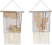 Ophangdecoratie DKD Home Decor Oker Metaal Polyester (2 pcs) (36 x 54 x 54 cm)