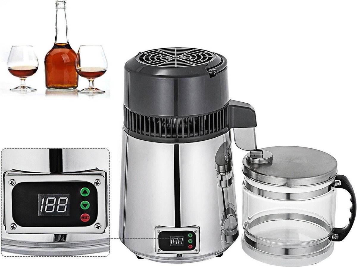 Wasser Destilliergerät Distiller Edelstahl Wasserdestilliere 4L Schwarz | DE