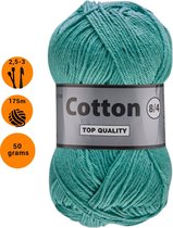 Lammy yarns Cotton eight 8/4 dun katoen garen - groen blauw (853) - pendikte 2,5 a 3mm - 1 bol van 50 gram
