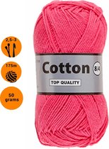 Lammy yarns Cotton eight 8/4 dun katoen garen - roze (020) - pendikte 2,5 a 3mm - 1 bol van 50 gram