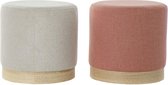 Voetensteun DKD Home Decor Grijs Polyester Terra cotta (2 pcs) (40 x 40 x 39 cm)