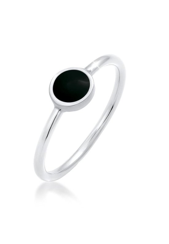 Bagues pour femmes Elli Ring empilable solitaire pour femme Basis Zwart avec E-mail en Argent sterling 925