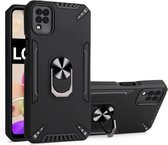 Voor LG K42 PC + TPU-beschermhoes met 360 graden draaibare ringhouder (zwart)