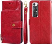 Ritstas PU + TPU Horizontale Flip Lederen Case met Houder & Kaartsleuf & Portemonnee & Lanyard Voor Xiaomi Redmi Note 10S (Rood)