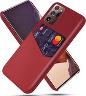 Voor Samsung Galaxy Note20 Ultra Doek Textuur PC + PU lederen achterkant Schokbestendig hoesje met kaartsleuf (rood)