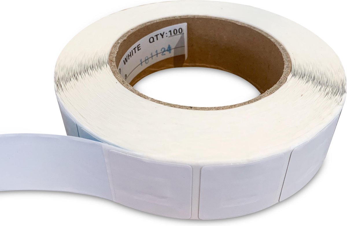 1000st Beveiligingsstickers EAS RF 8,2Mhz 3cm x 3cm WIT Stickerlabels Softtags tegen winkeldiefstal. Geschikt voor elk RF Radio-Frequent detectiesysteem. Zelfklevende Beveiligingstags voor Artikelbeveiliging door ShopControl