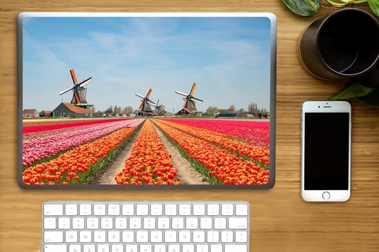 Sticker pour ordinateur portable - 15,6 pouces - Tulipes - Moulin à vent - Nederland