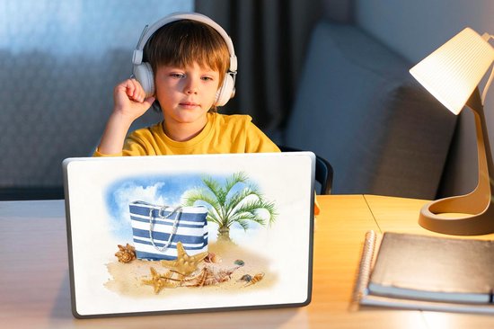 Laptop sticker - 12.3 inch - Palmboom - Tas - Schelpen - 30x22cm - Laptopstickers - Laptop skin - Cover