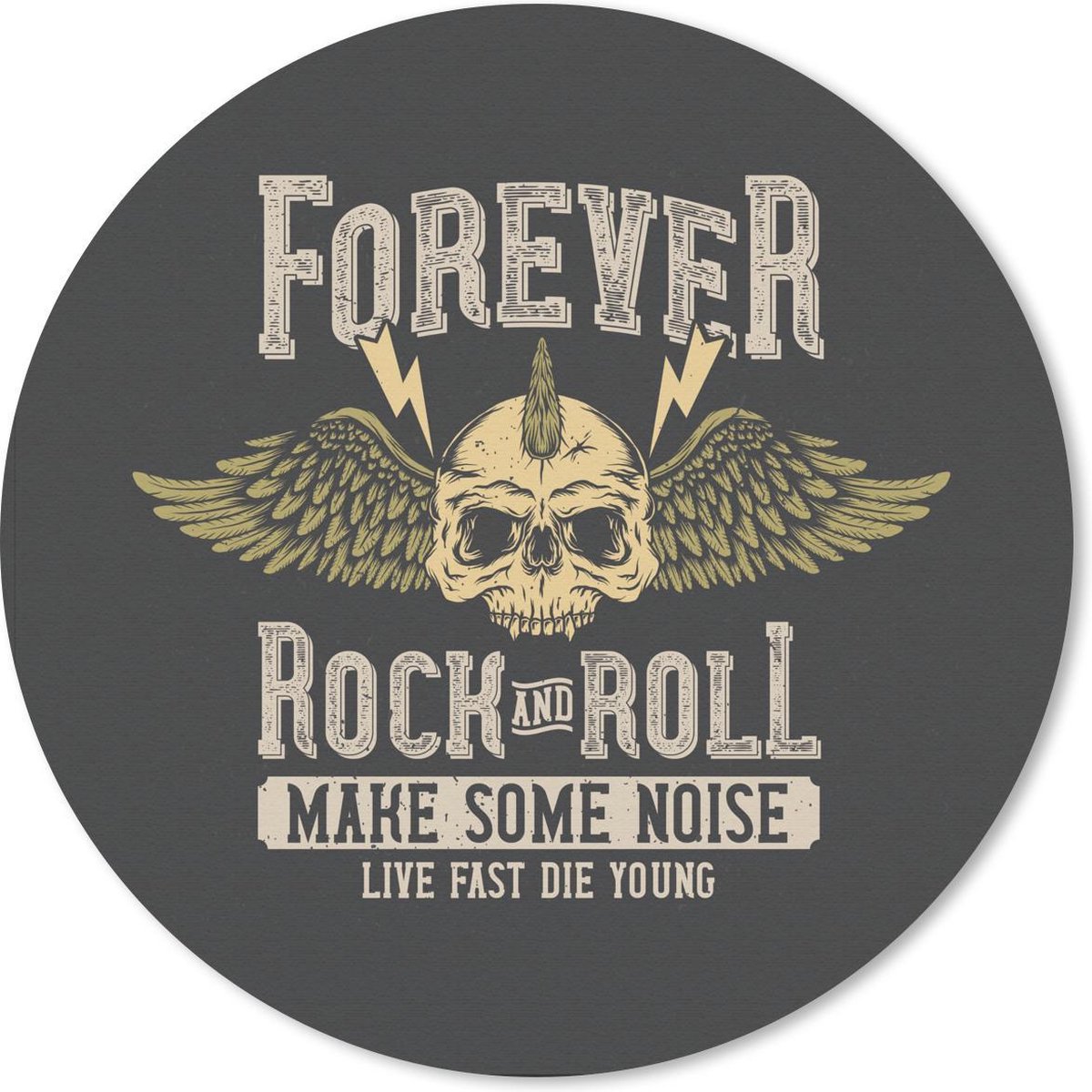 Muismat rond 20x20 cm - Mousepad Schedel - Vleugel - Rock - Ronde muismatten