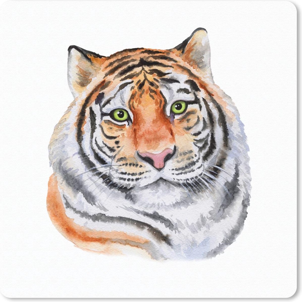 Muismat 20x20 cm - Mousepad Tijger - Ogen - Groen - Muismatten