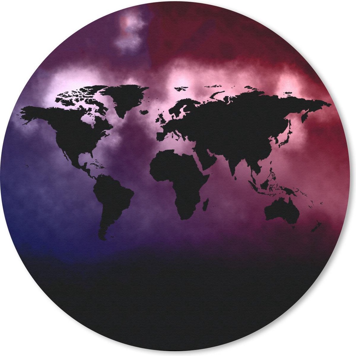 Muismat rond 30x30 cm - Mousepad Wereldkaart - Waterverf - Roze - Ronde muismatten