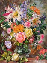 Schilderen Op Nummer Volwassenen - Do It Yourself Paintings - Kleurrijke Bloemen - Bloemen - Bloemen in Vaas - Kleurrijk - 40x50 cm - Canvas