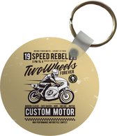 Sleutelhanger - Motor - Motorhelm - Man - Vintage - Plastic - Rond - Uitdeelcadeautjes - Mannen cadeautjes goedkoop - Vaderdag cadeau - Geschenk - Cadeautje voor hem - Tip - Mannen