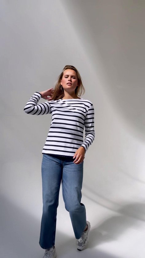MOOI! Company - T-shirt Blauw-Wit pasvorm - 100% Katoen Look -... | bol.com
