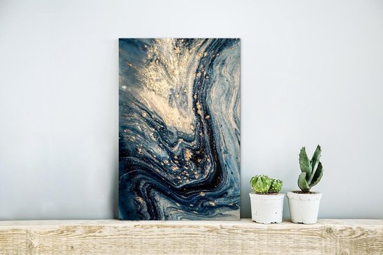 Décoration murale Métal - Aluminium - Marbre - Peinture - Glitter - Goud - 20x30 cm