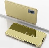 Plated Mirror Horizontal Flip Leather Case met Houder Voor OnePlus Nord 2 5G (Goud)