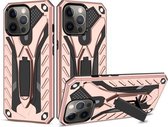 Schokbestendige TPU + pc-beschermhoes met houder voor iPhone 13 Pro (roségoud)