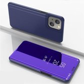 Plated Mirror Horizontal Flip Leather Case met houder voor iPhone 13 mini (paarsblauw)