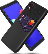 Voor Samsung Galaxy A01 Core Doek Textuur PC + PU lederen achterkant Schokbestendig hoesje met kaartsleuf (zwart)