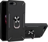 PC + TPU-beschermhoes met 360 graden draaibare ringhouder voor iPhone 8 Plus & 7 Plus (zwart)