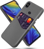 Voor Xiaomi Mi Mix 3 Doek Textuur PC + PU lederen achterkant Schokbestendig hoesje met kaartsleuf (grijs)