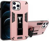 2 in 1 pc + TPU schokbestendige beschermhoes met onzichtbare houder voor iPhone 13 mini (roségoud)