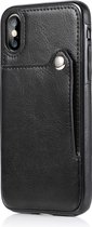 GSMNed – Leren telefoonhoes iPhone 12/12 Pro zwart – Luxe iPhone hoesje – pasjeshouder – Portemonnee – zwart