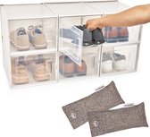 HomeBuddy 6-delig Schoenen Opbergsysteem Transparant Wit, tot Maat 47 - Schoenenbox - Schoenendoos - met Ventilatie en Geurverdrijvers - Schoenenopbergers - Sneakerbox – Shoebox