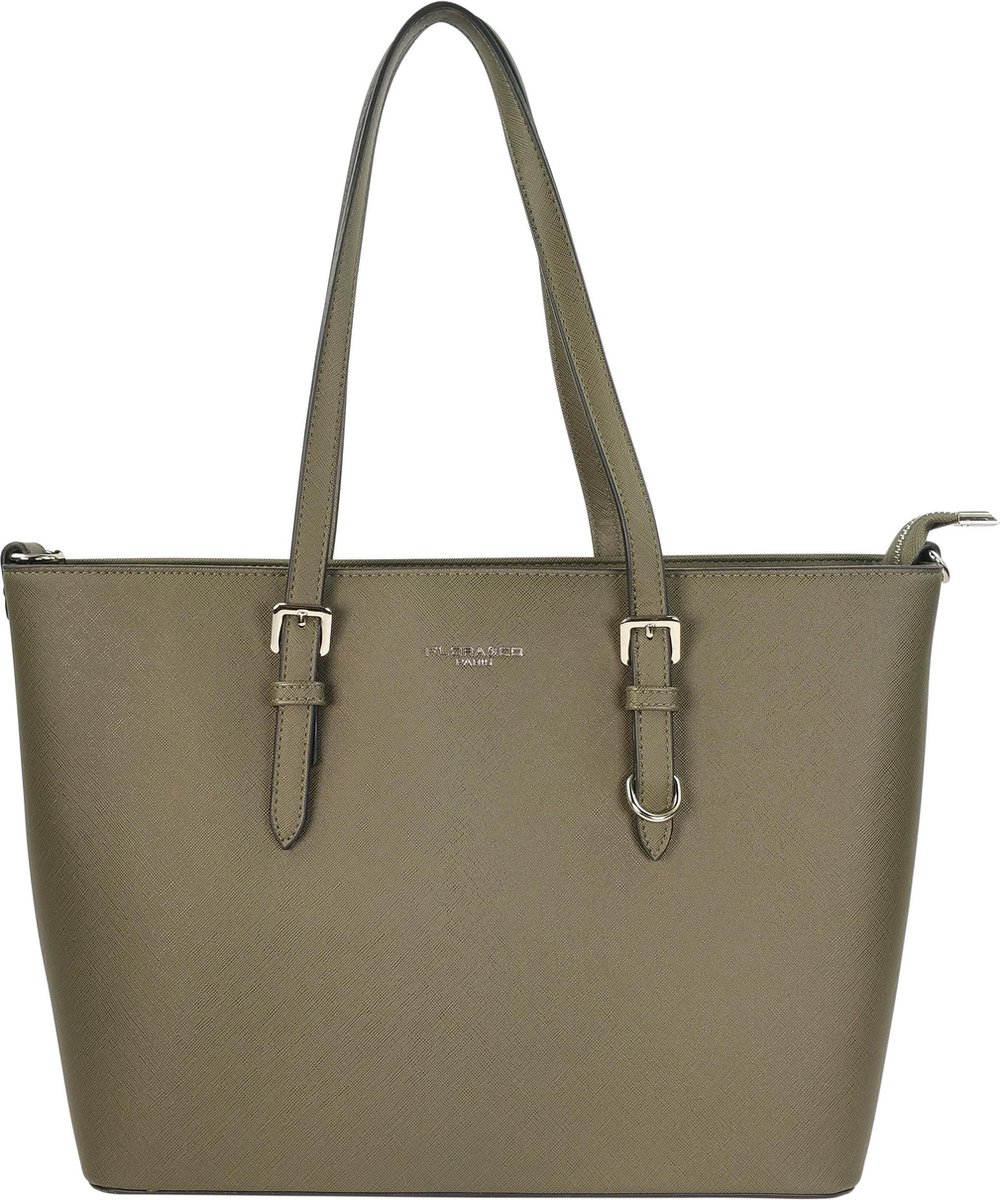 Flora & Co Grote Schoudertas / Handtas Dames - Saffiano - Nora - Donker Groen