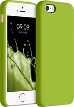 kwmobile telefoonhoesje geschikt voor Apple iPhone SE (1.Gen 2016) / iPhone 5 / iPhone 5S - Hoesje met siliconen coating - Smartphone case in groene peper