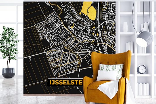 Papier peint - Papier peint photo Plan d'étage - IJsselstein - Or - Zwart - Largeur 300 cm x Hauteur 300 cm