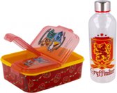 Harry Potter - 3 compartiment brooddoos/broodtrommel (18 cm X 13 cm X 6 cm) + Plastiek Waterfles - drinkfles  850 ml