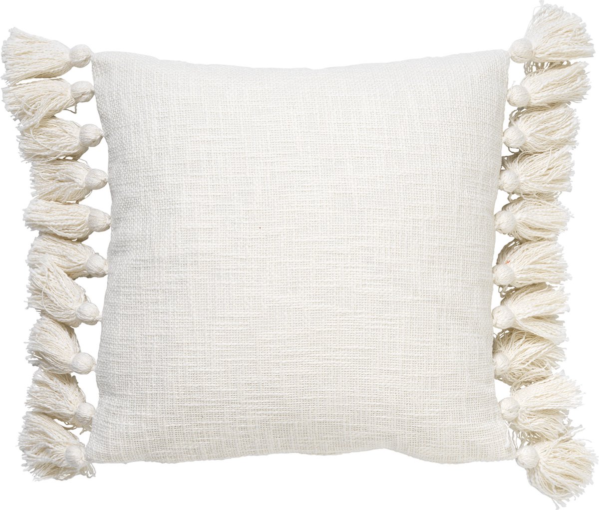 Dutch Decor RUBY - Kussenhoes 45x45 cm - 100% katoen - met flosjes - Snow White - wit - met rits - zonder binnenkussen Gebroken wit