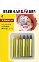 Eberhard Faber schminkstiften - set 6 kleuren op blisterkaart - wit, geel, rood, groen, blauw, zwart - EF-579106
