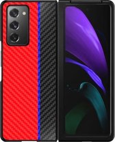 Voor Samsung Galaxy Z Fold2 5G Koolstofvezel Textuur Kleuraanpassing Beschermhoes (Rood Blauw Zwart)