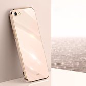 XINLI rechte 6D plating gouden rand TPU schokbestendig hoesje voor iPhone SE 2020/8/7 (roze)