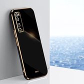 Voor Huawei nova 7 Pro 5G XINLI Straight 6D Plating Gold Edge TPU Shockproof Case (zwart)