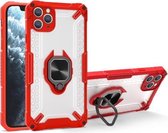 Matte TPU + PC magnetische schokbestendige hoes met ringhouder voor iPhone 13 mini (rood)