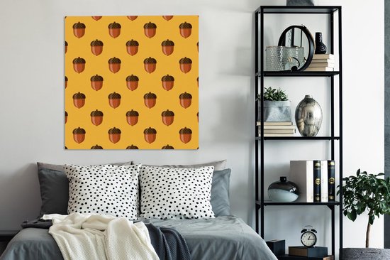 Motifs de peinture sur toile - Gland - Automne - Jaune - 90x90 cm - Décoration murale