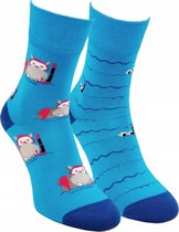 2 pack Gatta-Wola katoenen lange sokken Funky, 2 verschillende patronen, maat 43-46, Nijlpaard  patroon