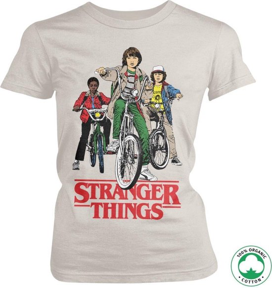 Stranger Things Dames Tshirt -XL- Bikes Organic Wit