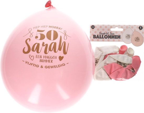 Ballonnen - Sarah 50 jaar - 8 stuks - Sarah 50 jaar versiering - Sarah 50 jaar ballonnen