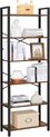 Mazazu Boekenkast - Boekenrek - Industrieel - 6 Lagen - Hout/metaal - Bruin/Zwart - 66x30x186