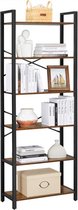 Mazazu Boekenkast - Boekenrek - Industrieel - 6 Lagen - Hout/metaal - Bruin/Zwart - 66x30x186
